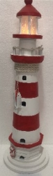 Leuchtturm ca. 55 cm x Ø: 16 cm rot / weiß Beleuchtung